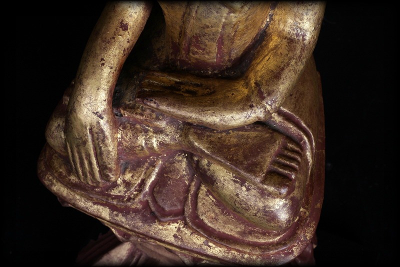 Extremely Rare 19C Wood Burma Madalay Buddha #A038